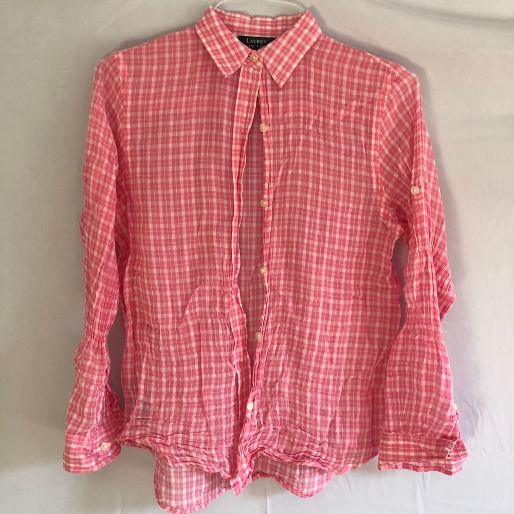 Pink plaid button down